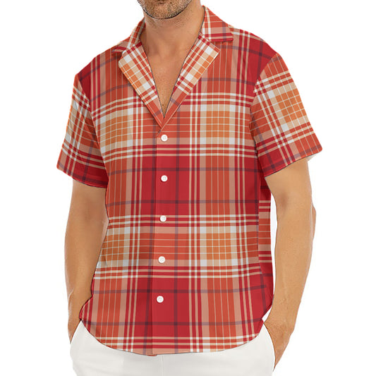 Western Tartan Pattern Print Men's Deep V-Neck Shirt