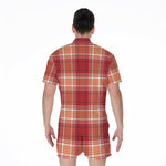 Western Tartan Pattern Print Men's Rompers