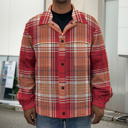 Western Tartan Pattern Print Men's Shirt Jacket