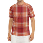 Western Tartan Pattern Print Men's Short Sleeve Rash Guard
