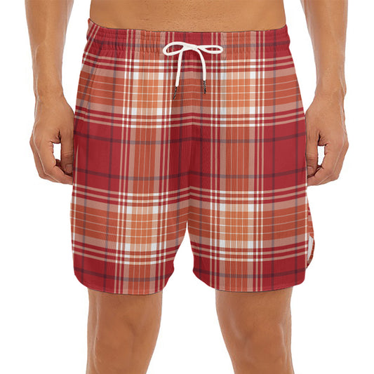 Western Tartan Pattern Print Men's Split Running Shorts