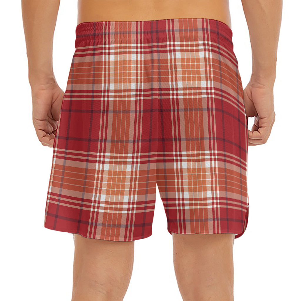 Western Tartan Pattern Print Men's Split Running Shorts