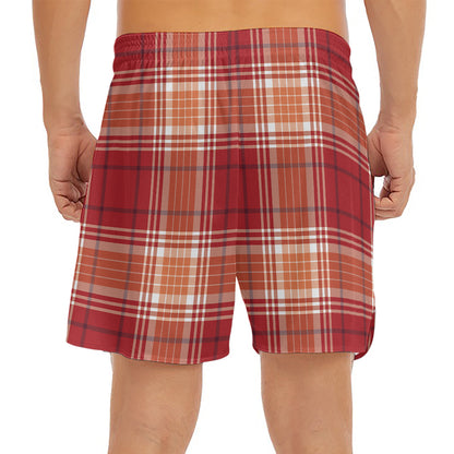 Western Tartan Pattern Print Men's Split Running Shorts
