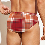 Western Tartan Pattern Print Men's Swim Briefs