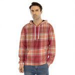 Western Tartan Pattern Print Men's Velvet Pullover Hoodie