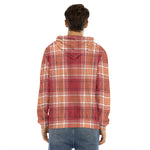 Western Tartan Pattern Print Men's Velvet Pullover Hoodie