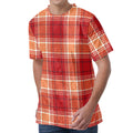 Western Tartan Pattern Print Men's Velvet T-Shirt