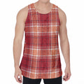 Western Tartan Pattern Print Men's Velvet Tank Top