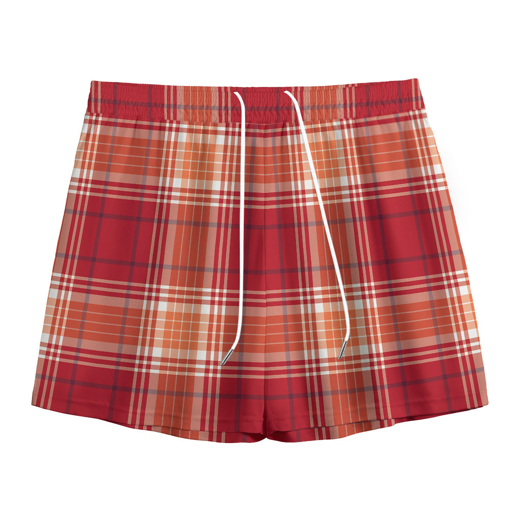 Western Tartan Pattern Print Mesh Shorts