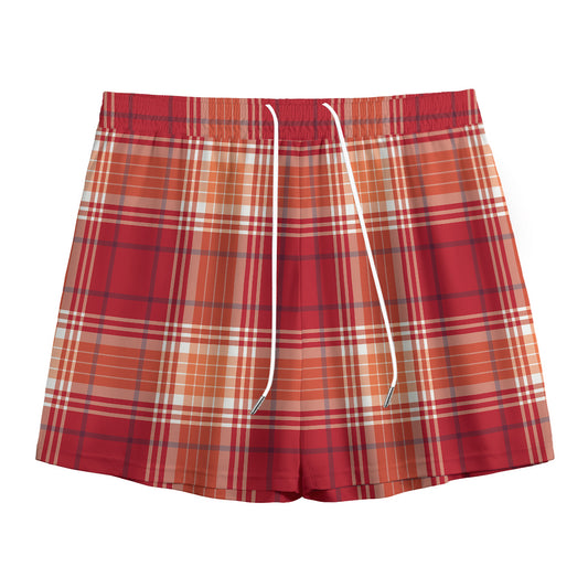 Western Tartan Pattern Print Mesh Shorts