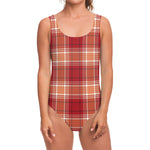 Western Tartan Pattern Print One Piece Swimsuit