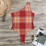 Western Tartan Pattern Print One Shoulder Bodysuit