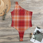Western Tartan Pattern Print One Shoulder Bodysuit