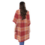 Western Tartan Pattern Print Open Front Beach Cover Up