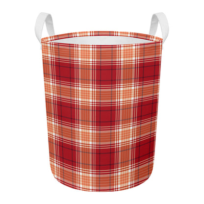 Western Tartan Pattern Print Round Laundry Basket