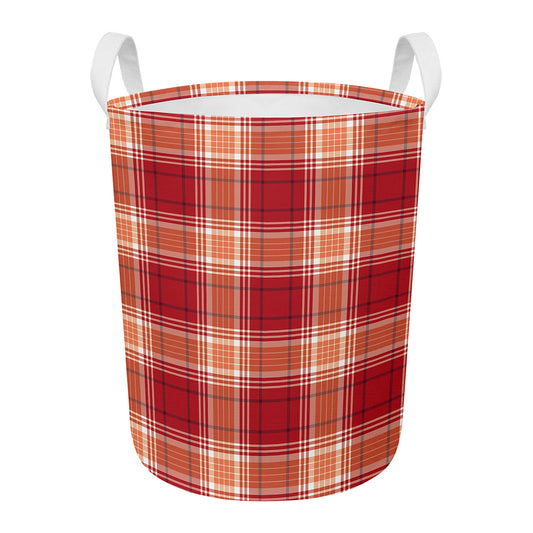 Western Tartan Pattern Print Round Laundry Basket
