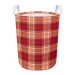 Western Tartan Pattern Print Round Laundry Basket