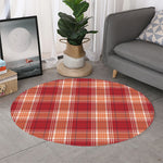 Western Tartan Pattern Print Round Rug
