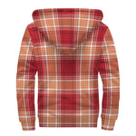 Western Tartan Pattern Print Sherpa Lined Zip Up Hoodie
