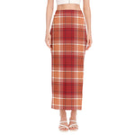 Western Tartan Pattern Print Side Slit Maxi Skirt
