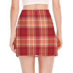Western Tartan Pattern Print Side Slit Mini Skirt