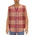 Western Tartan Pattern Print Sleeveless Baseball Jersey