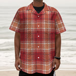 Western Tartan Pattern Print Textured Short Sleeve Shirt