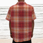 Western Tartan Pattern Print Textured Short Sleeve Shirt
