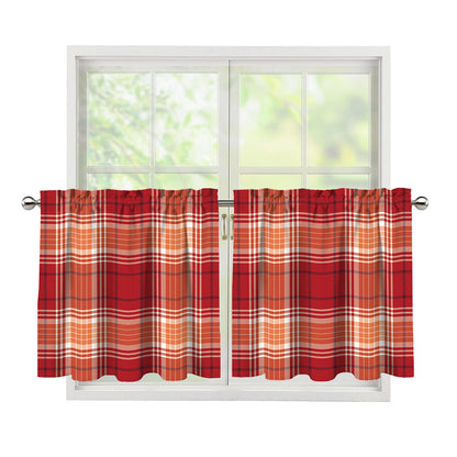 Western Tartan Pattern Print Tier Curtains