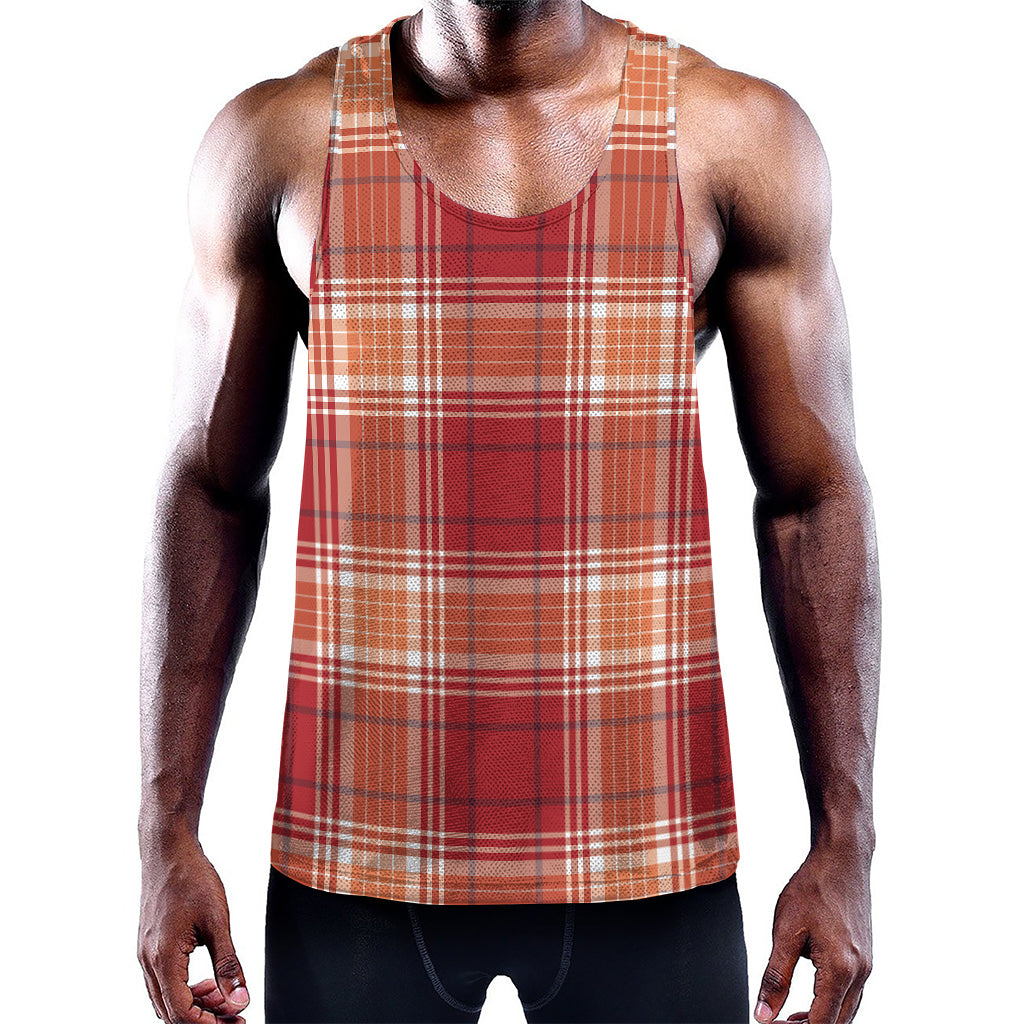 Western Tartan Pattern Print Training Tank Top