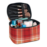 Western Tartan Pattern Print Travel Makeup Bag