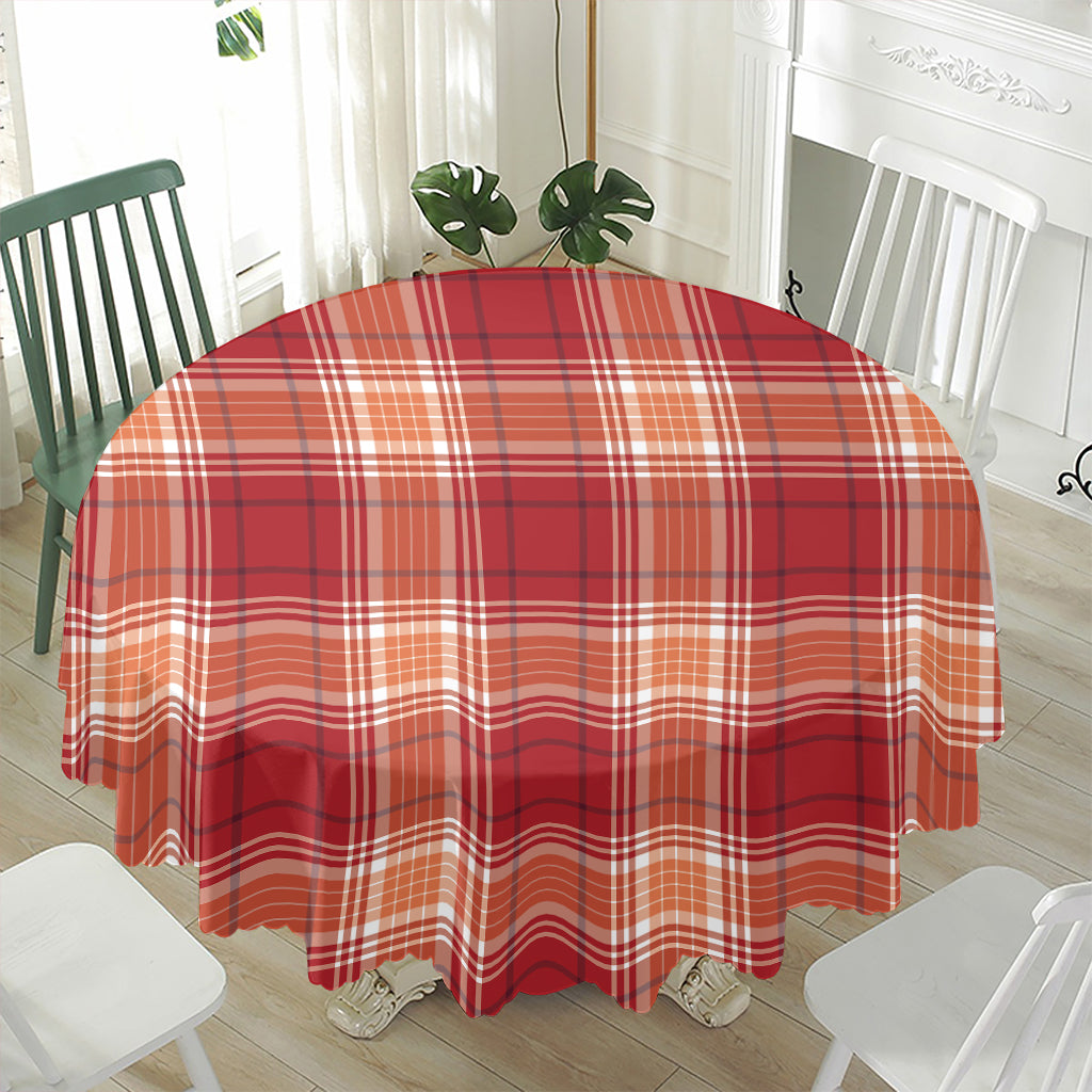 Western Tartan Pattern Print Waterproof Round Tablecloth