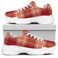 Western Tartan Pattern Print White Chunky Shoes