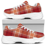 Western Tartan Pattern Print White Chunky Shoes