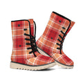 Western Tartan Pattern Print Winter Boots