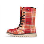 Western Tartan Pattern Print Winter Boots