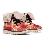 Western Tartan Pattern Print Winter Boots