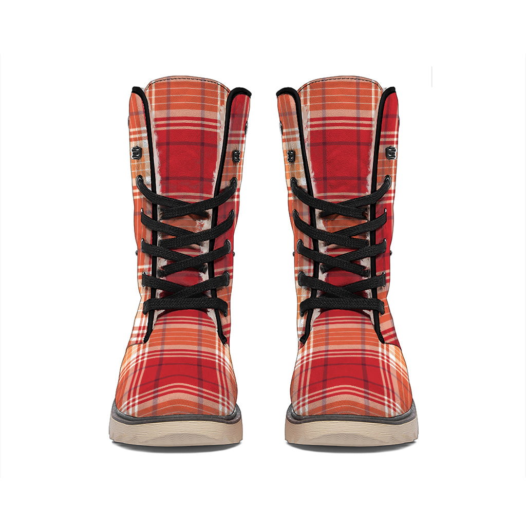 Western Tartan Pattern Print Winter Boots