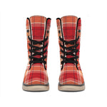 Western Tartan Pattern Print Winter Boots