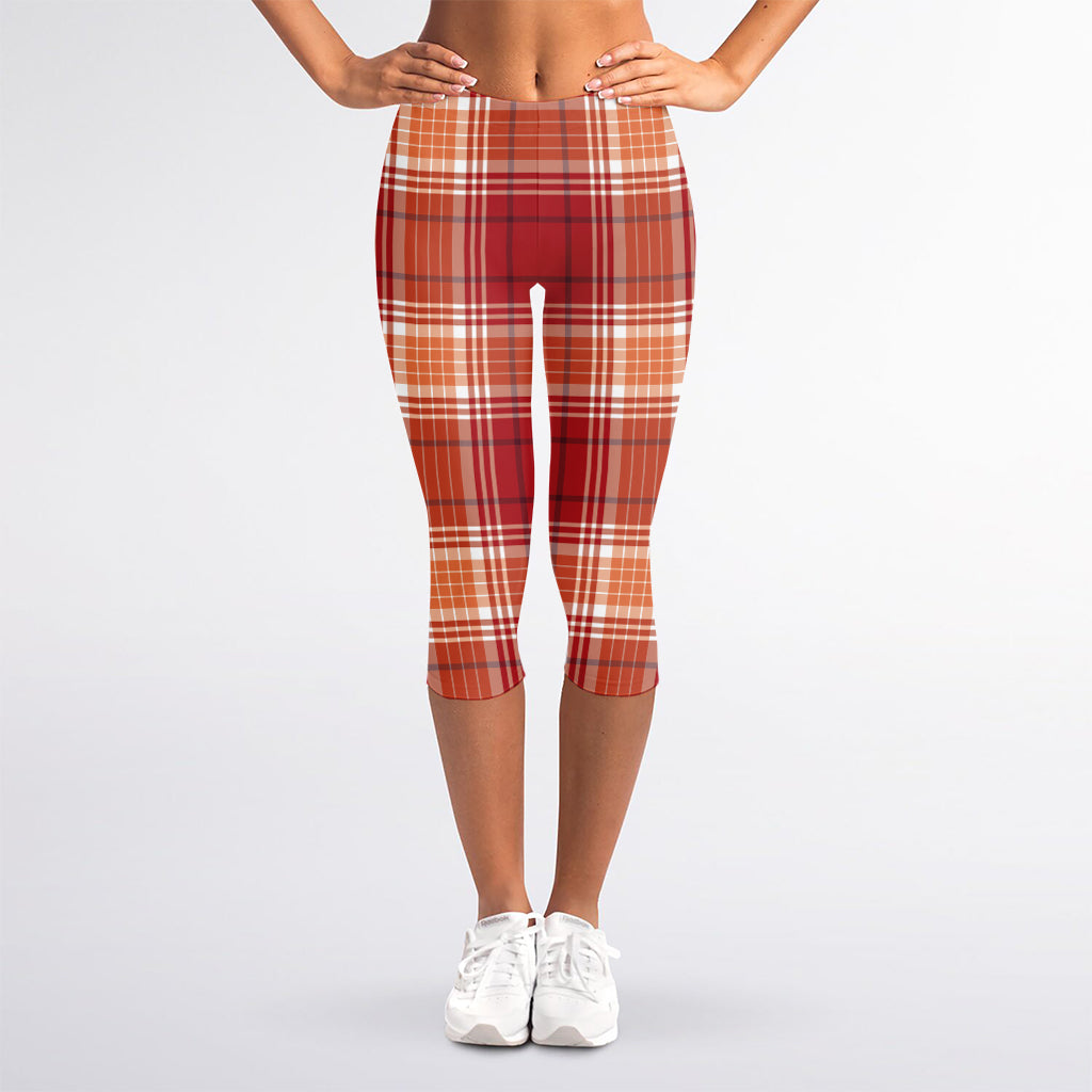 Western Tartan Pattern Print Women's Capri Leggings