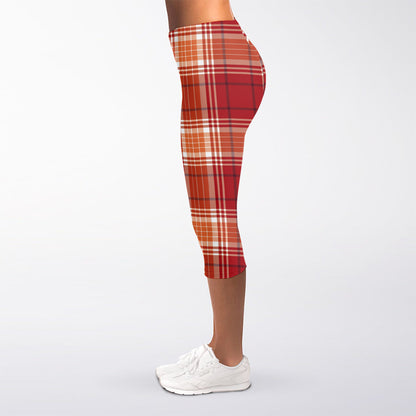 Western Tartan Pattern Print Women's Capri Leggings