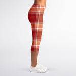 Western Tartan Pattern Print Women's Capri Leggings