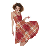 Western Tartan Pattern Print Women's Sleeveless Dress