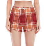 Western Tartan Pattern Print Women's Split Running Shorts