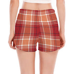 Western Tartan Pattern Print Women's Split Running Shorts