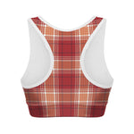 Western Tartan Pattern Print Women's Sports Bra