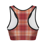 Western Tartan Pattern Print Women's Sports Bra