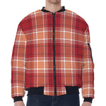 Western Tartan Pattern Print Zip Sleeve Bomber Jacket