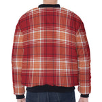 Western Tartan Pattern Print Zip Sleeve Bomber Jacket
