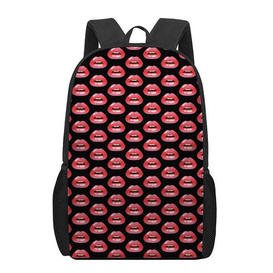 Wet Lips Pattern Print 17 Inch Backpack